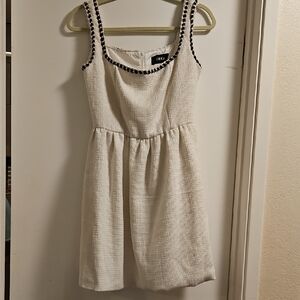 Cider Cream Textured Dress with Black Trim